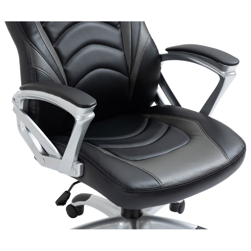 Sedia da ufficio Foxton in finta pelle nero/grigio