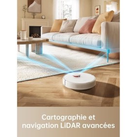 DREAME D9Max White - Aspirateur Robot Laveur 2 en 1 - Navigation LDS Intelligente Laser - 4 000Pa - Cartes pour sols Multiples