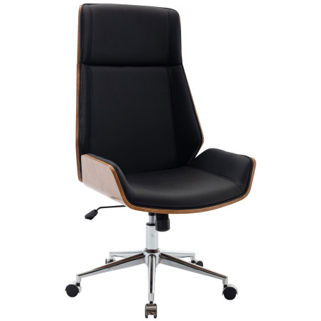 Fauteuil de bureau Breda en cuir artificiel noyer/noir