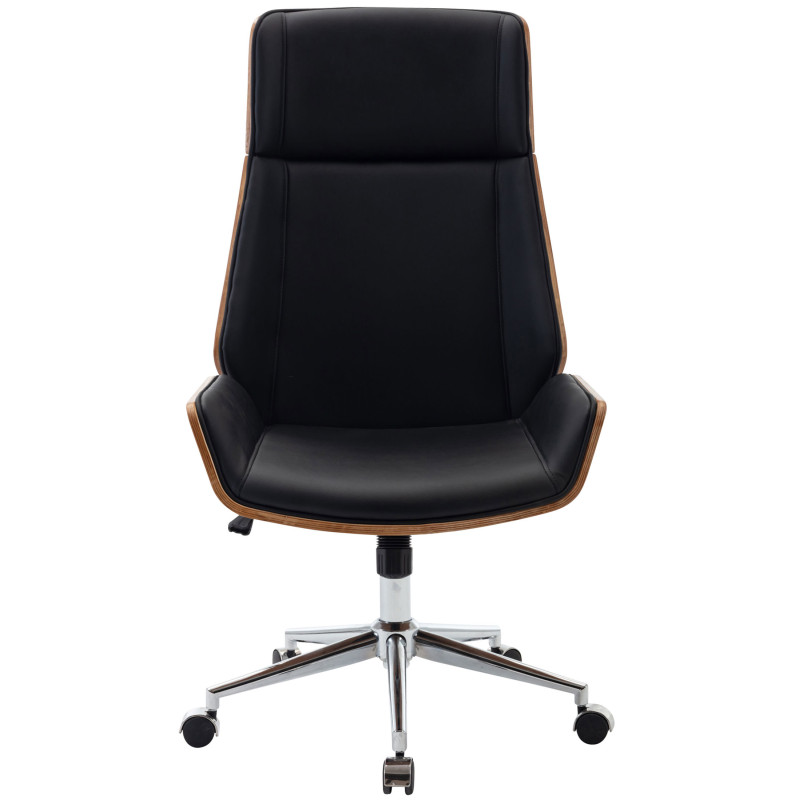 Chaise de bureau Breda, similicuir, noyer/noir