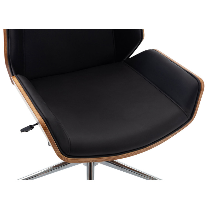 Chaise de bureau Breda, similicuir, noyer/noir