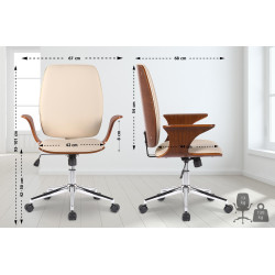 Silla De Oficina Burbank Nogal/crema,Simil cuero