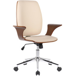 Silla De Oficina Burbank Nogal/crema,Simil cuero
