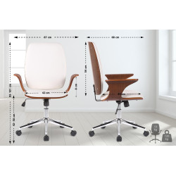 Fauteuil de bureau Burbank en cuir artificiel noyer/blanc