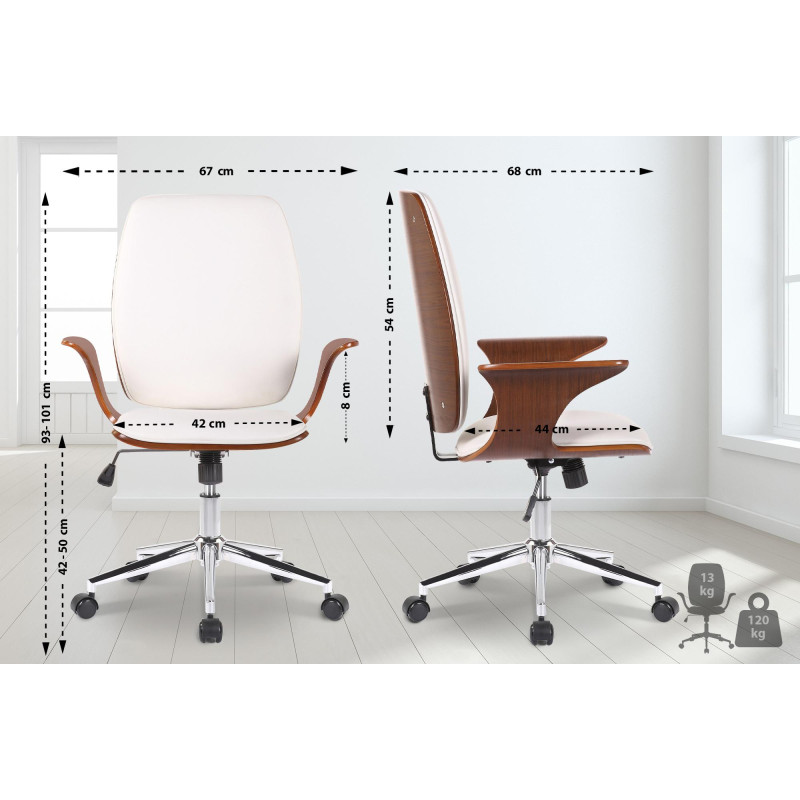 Silla De Oficina Burbank Nogal/blanco,Simil cuero