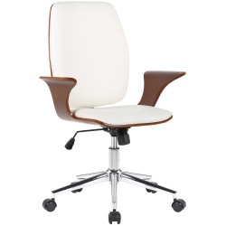 Fauteuil de bureau Burbank en cuir artificiel noyer/blanc
