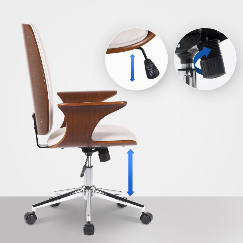 Fauteuil de bureau Burbank en cuir artificiel noyer/blanc