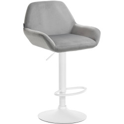 Tabouret de bar Braga velours blanc gris