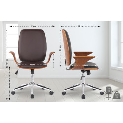 Fauteuil de bureau Burbank en cuir artificiel noyer/marron