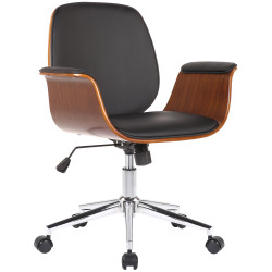 Fauteuil de bureau Kemberg en cuir artificiel noyer/noir