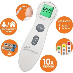 Thermometre frontal numérique - DREAMBABY - Infrarouge sans contact - Mesure de la température de la fievre - Pour bébés et adul