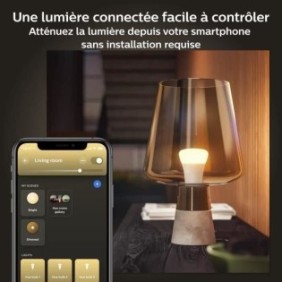 Philips Hue White, ampoule LED connectée E27, équivalent 60W, 800 lumen, compatible Bluetooth, Pack de 4