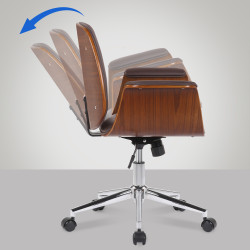 Fauteuil de bureau Kemberg, cuir synthétique, noyer/marron