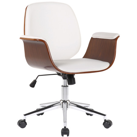 Fauteuil de bureau Kemberg, cuir synthétique, noyer/blanc