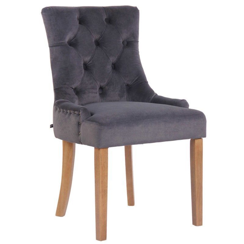 Chaise de salle à manger Aberdeen velours antique clair gris foncé