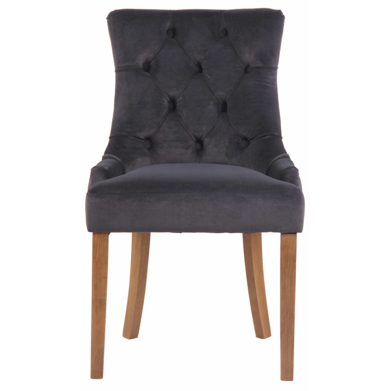 Chaise de salle à manger Aberdeen velours antique clair gris foncé