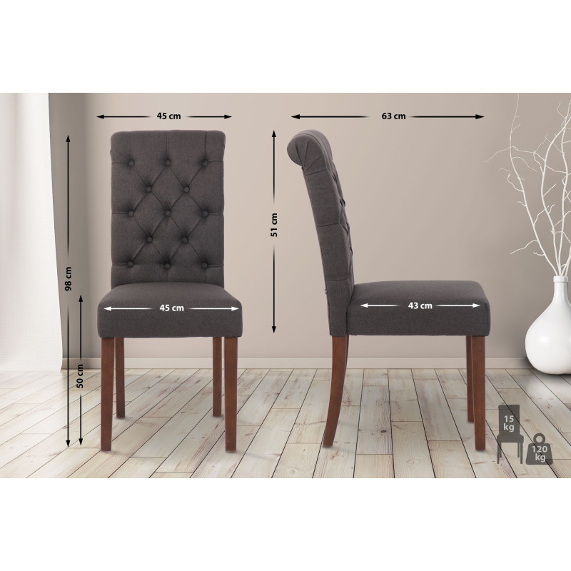 Chaise de salle à manger tissu Lisburn gris foncé