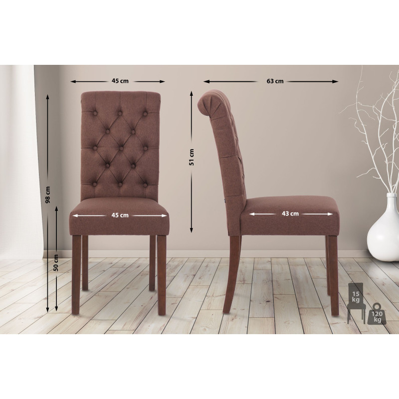 Chaise de salle à manger tissu Lisburn brun