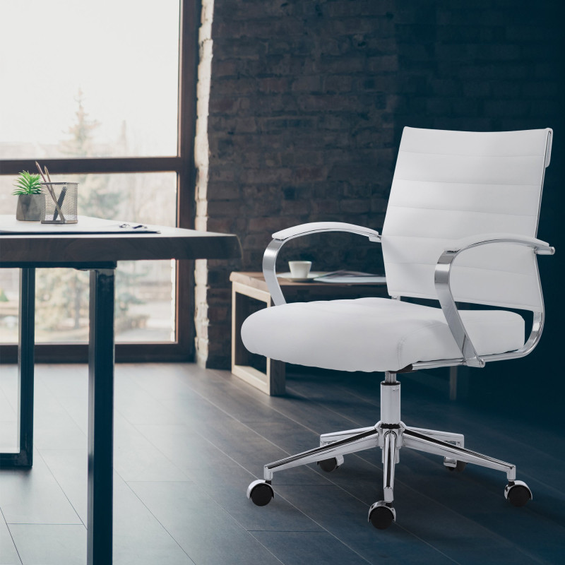 Fauteuil de bureau Oakland, simili cuir blanc