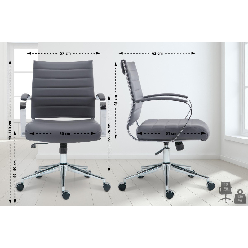 Fauteuil de bureau Oakland, similicuir gris