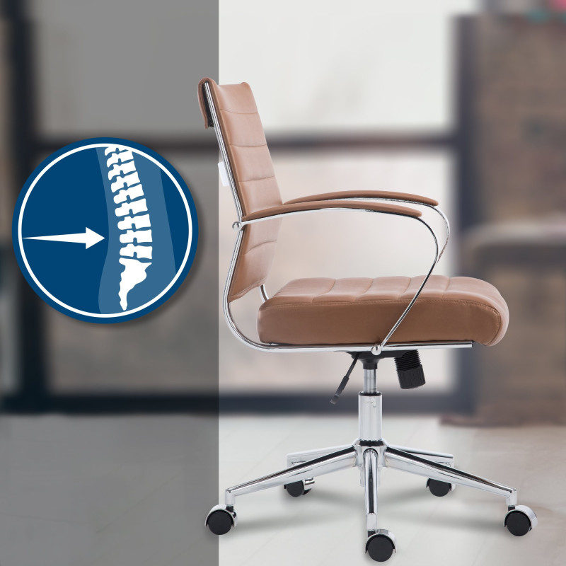 Fauteuil de bureau Oakland, simili cuir marron clair