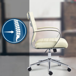 Fauteuil de bureau Oakland, similicuir crème