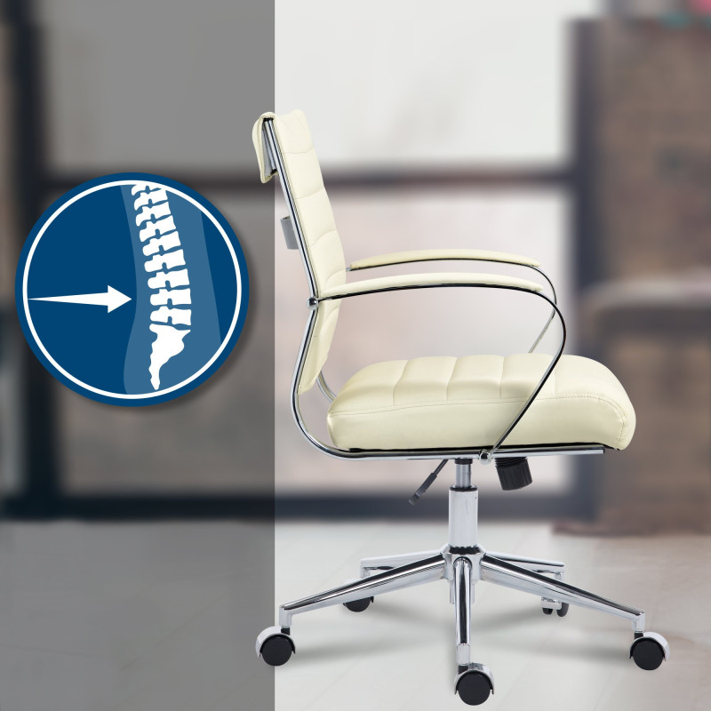 Fauteuil de bureau Oakland, similicuir crème