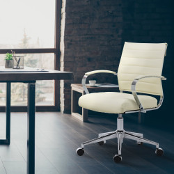 Fauteuil de bureau Oakland, similicuir crème