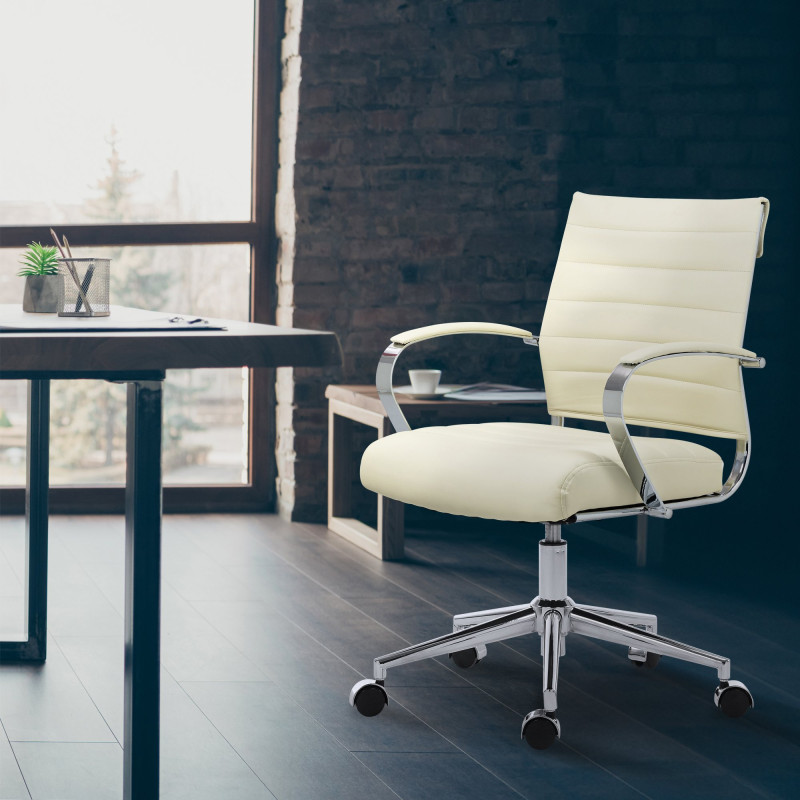 Fauteuil de bureau Oakland, similicuir crème