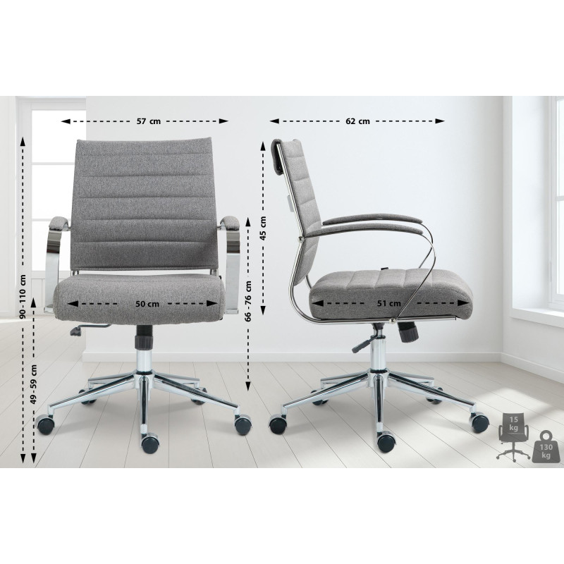 Fauteuil de bureau Oakland en tissu gris