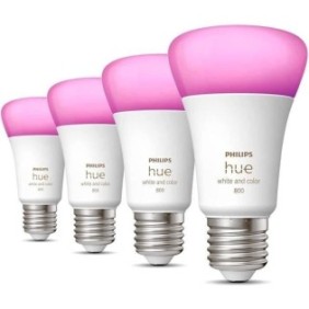 Philips Hue White é Color Ambiance, ampoule LED connectée E27, équivalent 60W, 800 lumen, Pack de 4, compatible Bluetooth