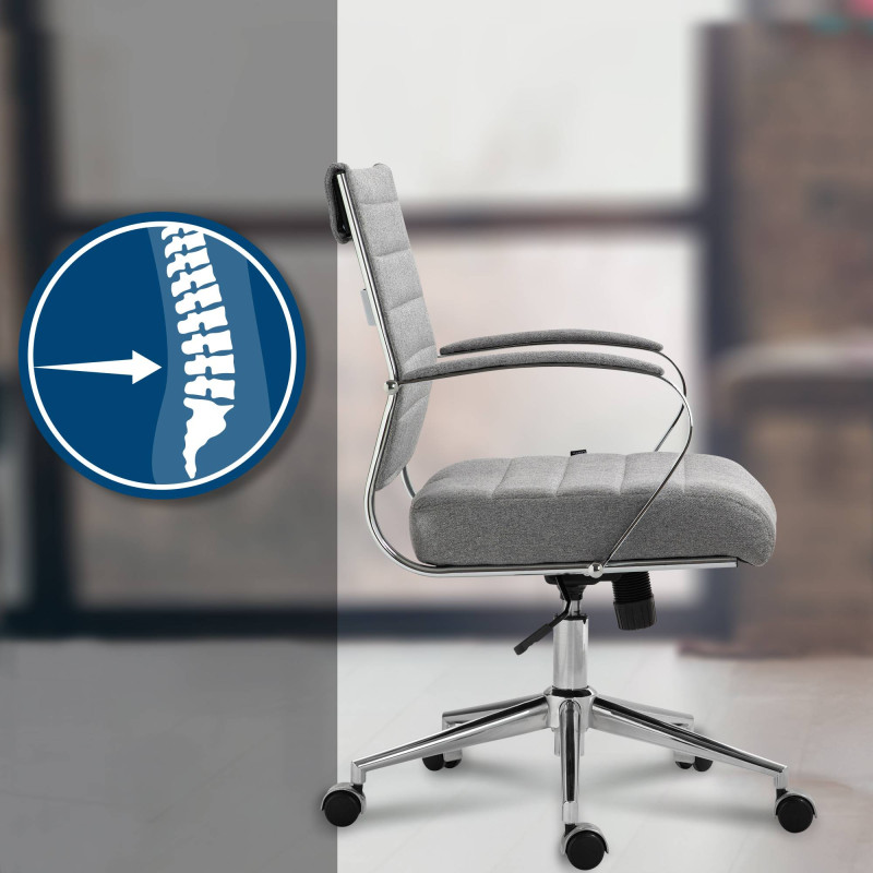 Fauteuil de bureau Oakland en tissu gris