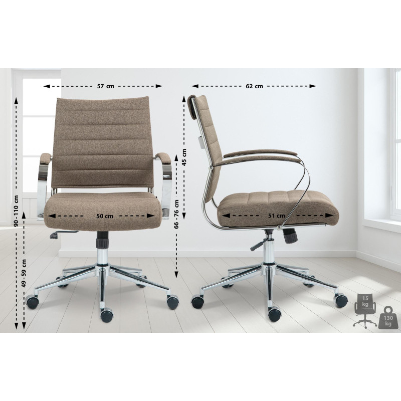 Silla de oficina Oakland Tela,Gris topo