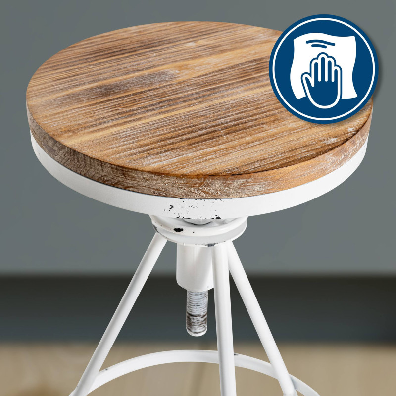 Tabouret de bar Karla blanc antique