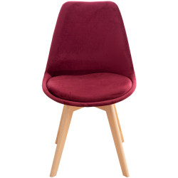 Chaise en velours Linares rouge bordeaux