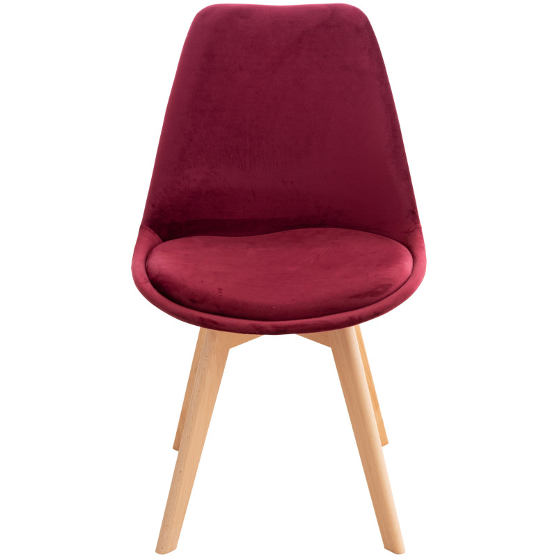 Chaise en velours Linares rouge bordeaux