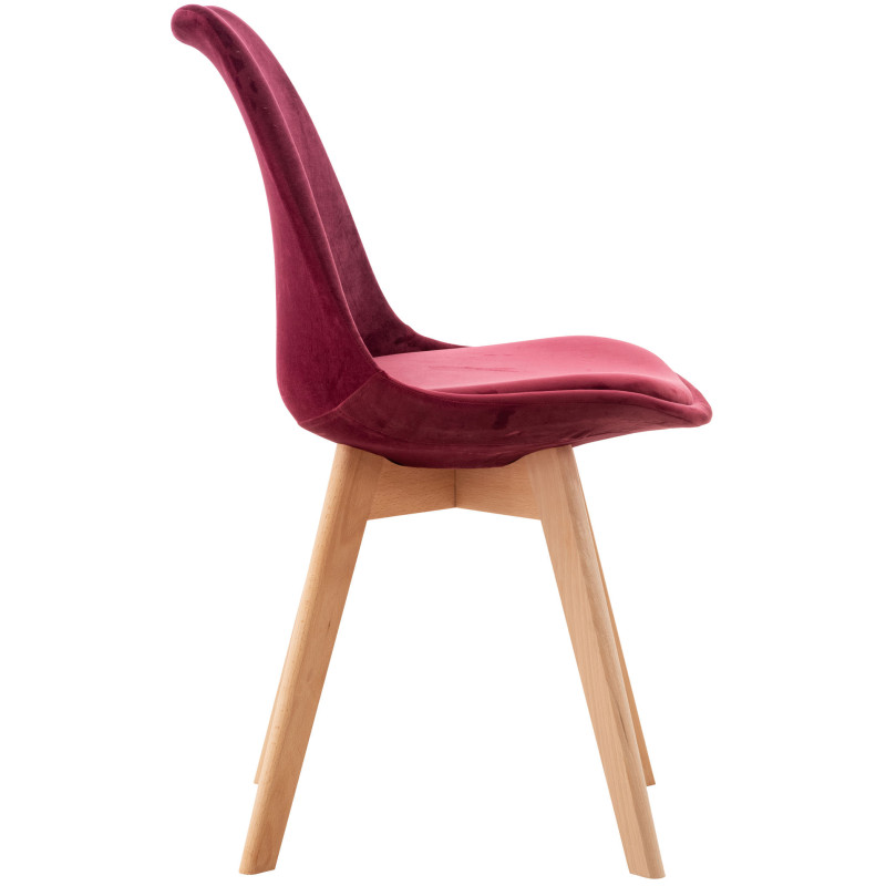 Chaise en velours Linares rouge bordeaux