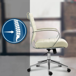 Silla de oficina Oakland Tela,Crema