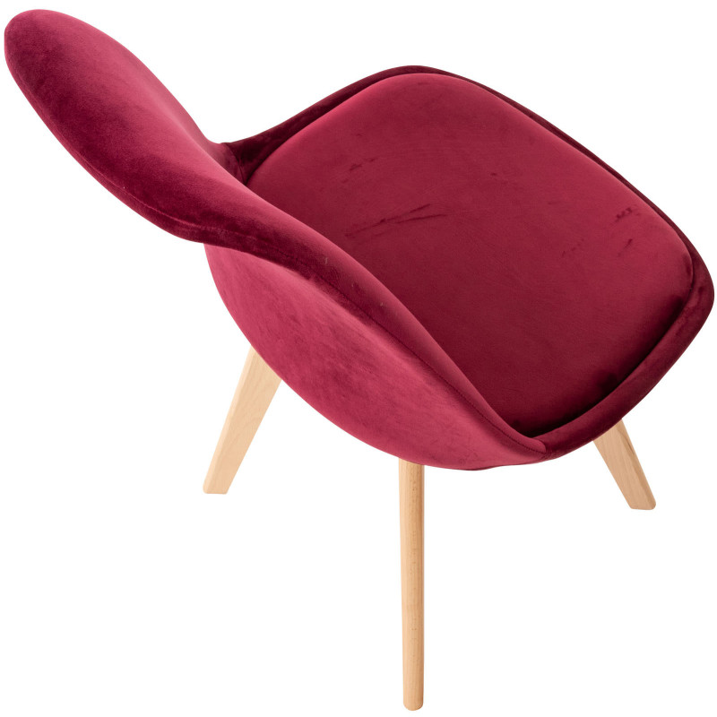 Chaise en velours Linares rouge bordeaux