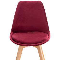 Chaise en velours Linares rouge bordeaux
