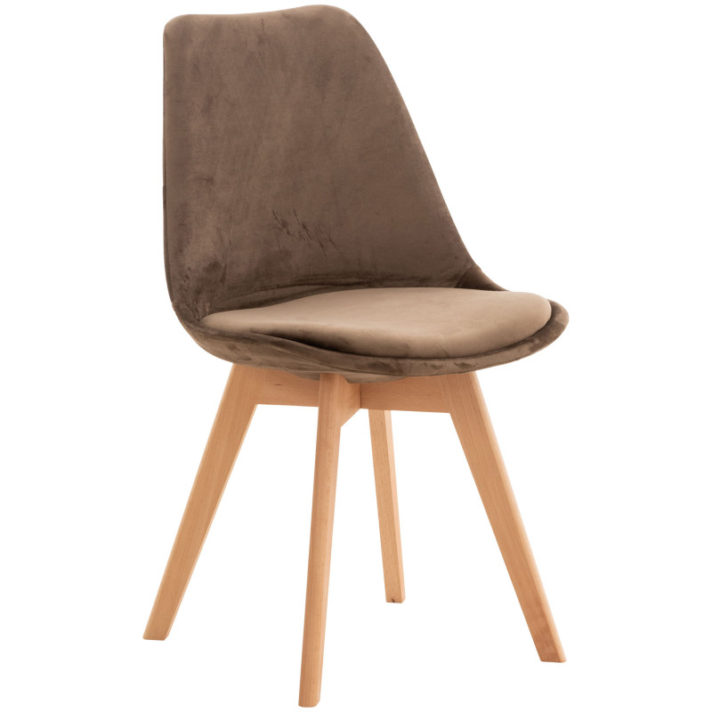 Chaise en velours Linares marron foncé