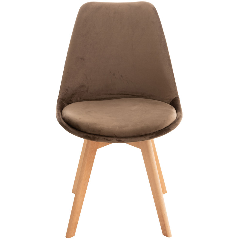 Chaise en velours Linares marron foncé