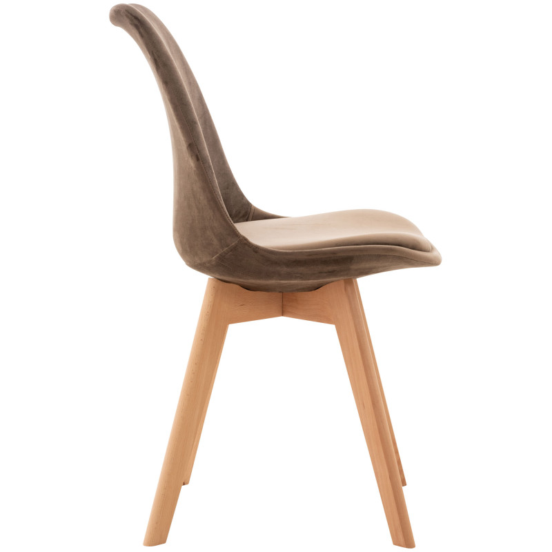 Chaise en velours Linares marron foncé