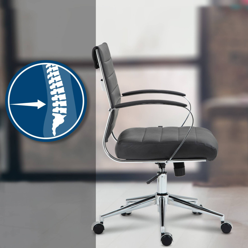 Fauteuil de bureau Oakland en cuir véritable noir