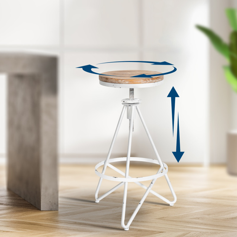 Tabouret de bar Karla blanc antique