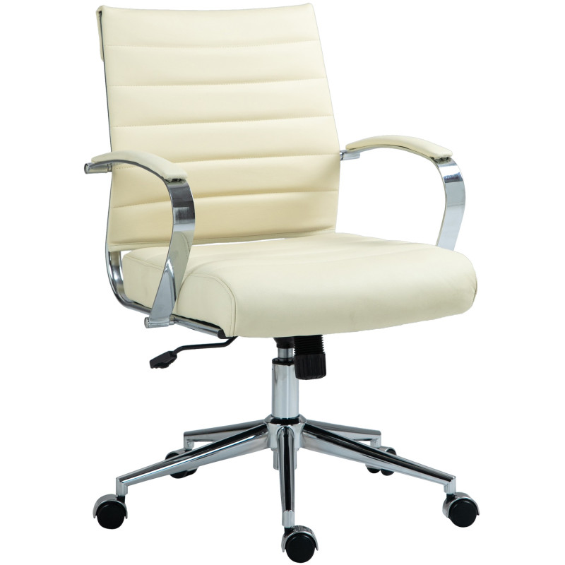 Silla de oficina Oakland Cuero auténtico,Crema