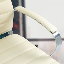 Fauteuil de bureau Oakland, cuir véritable, couleur crème