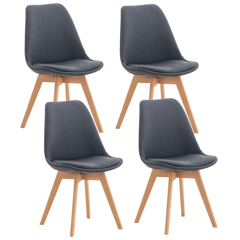 Lot de 4 chaises en tissu Linares gris foncé