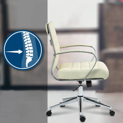 Silla de oficina Oakland Cuero auténtico,Crema