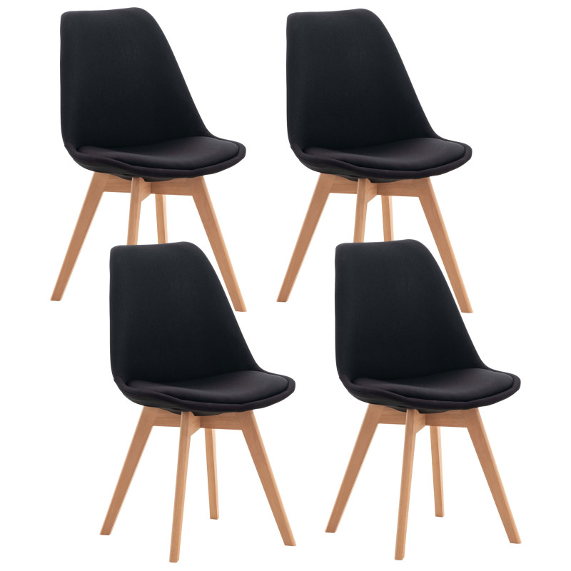 Lot de 4 chaises en tissu Linares noir